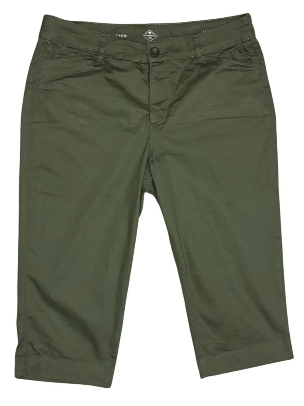 St. Johns Bay Women's 12P Olive Green Capri  Pants Petite Cropped Casual Chino